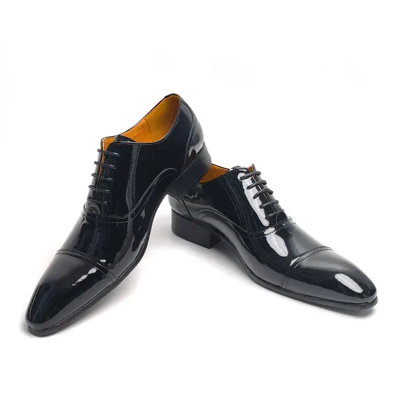TREKHE | Formal Gloss Oxford – Black Patent Elegance