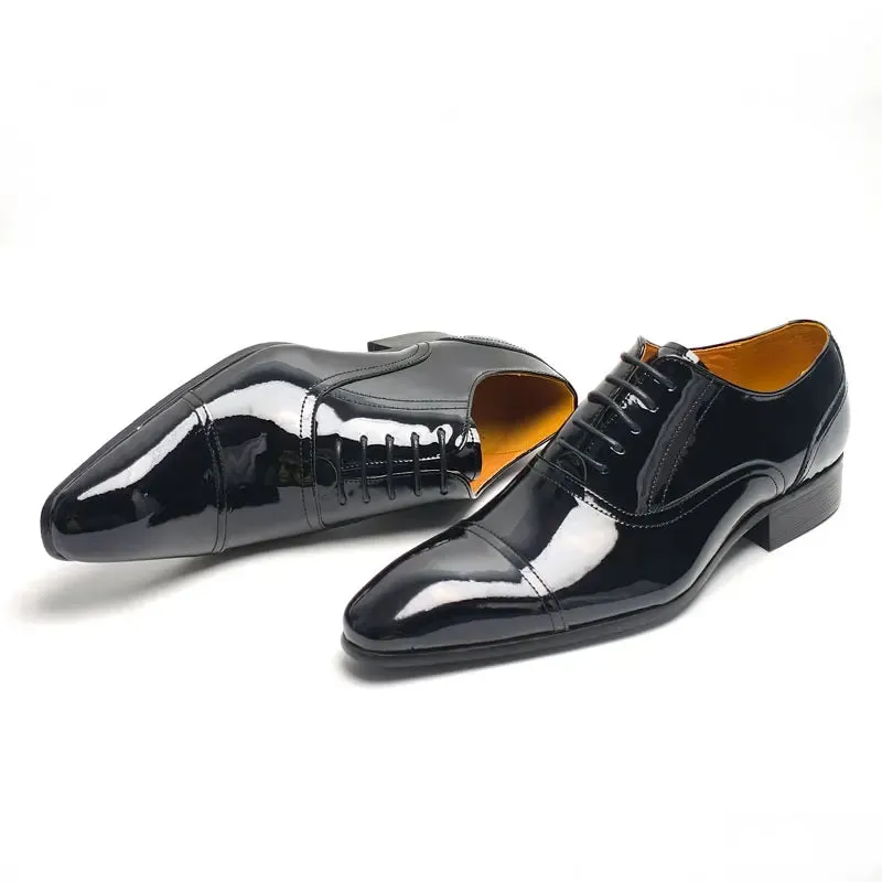 TREKHE | Formal Gloss Oxford – Black Patent Elegance
