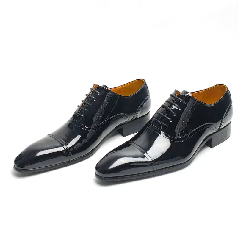 TREKHE | Formal Gloss Oxford – Black Patent Elegance
