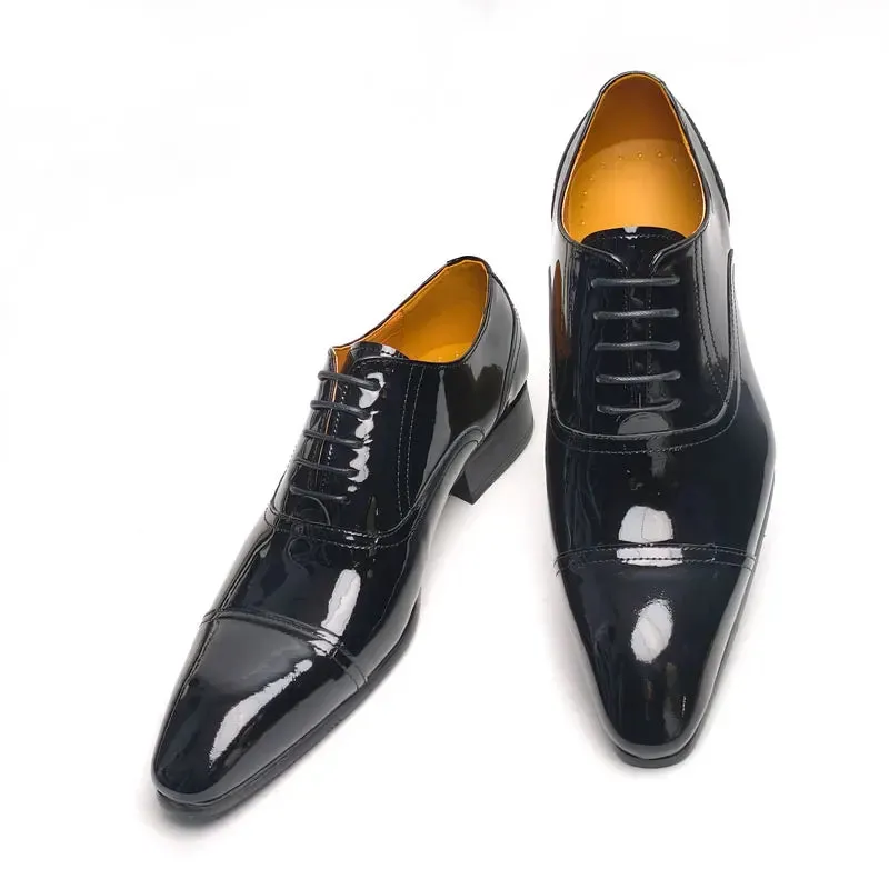 TREKHE | Formal Gloss Oxford – Black Patent Elegance