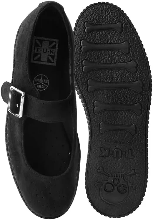 T.U.K. Faux Suede Viva Low Mary Jane Shoes for Women, Round Toe Ankle Strap Oxford Dress Shoes
