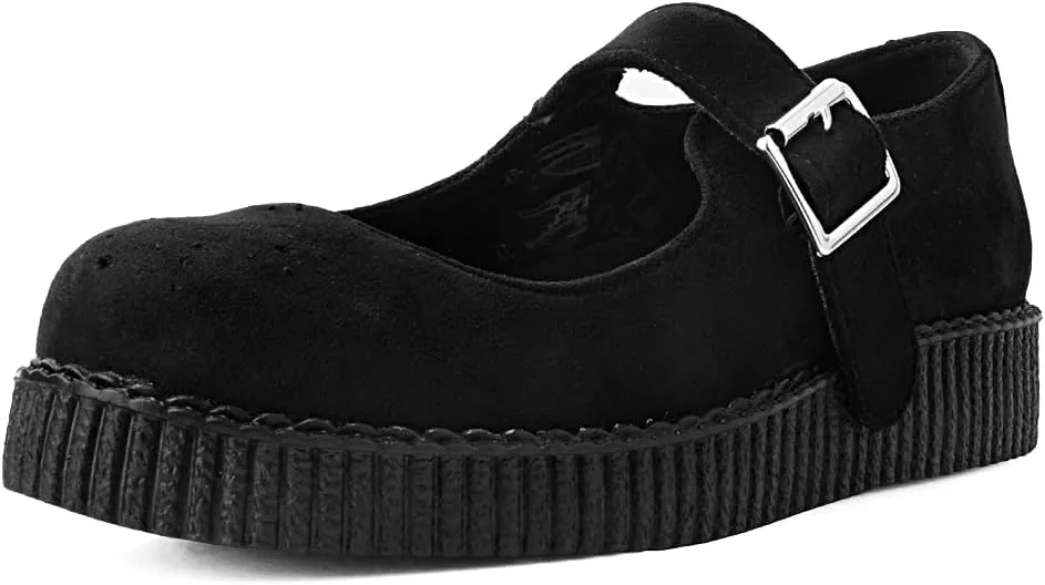 T.U.K. Faux Suede Viva Low Mary Jane Shoes for Women, Round Toe Ankle Strap Oxford Dress Shoes