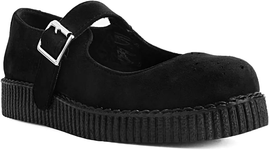 T.U.K. Faux Suede Viva Low Mary Jane Shoes for Women, Round Toe Ankle Strap Oxford Dress Shoes