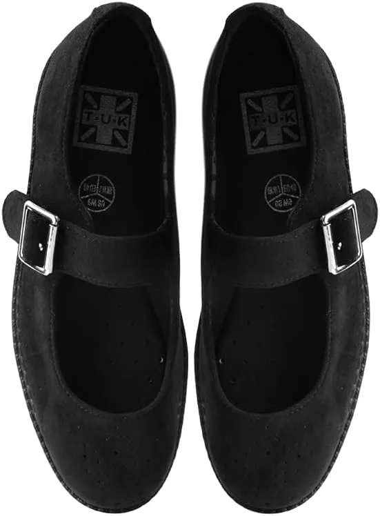 T.U.K. Faux Suede Viva Low Mary Jane Shoes for Women, Round Toe Ankle Strap Oxford Dress Shoes