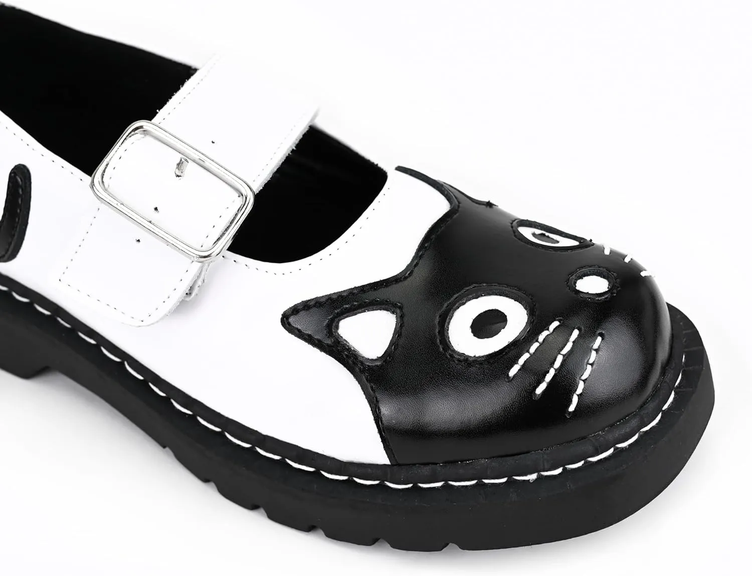 T.U.K. Kitty Cat Mary Janes Shoes for Women, Round Toe Ankle Strap Oxford Shoes