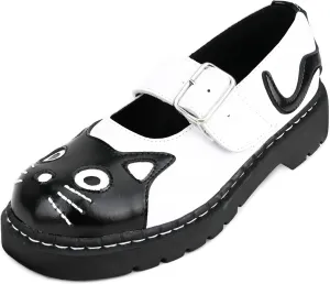 T.U.K. Kitty Cat Mary Janes Shoes for Women, Round Toe Ankle Strap Oxford Shoes
