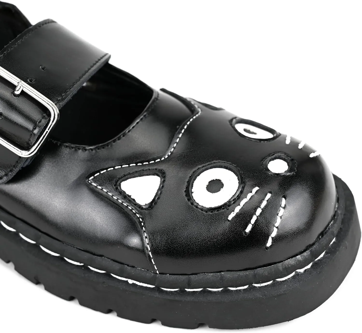 T.U.K. Kitty Cat Mary Janes Shoes for Women, Round Toe Ankle Strap Oxford Shoes