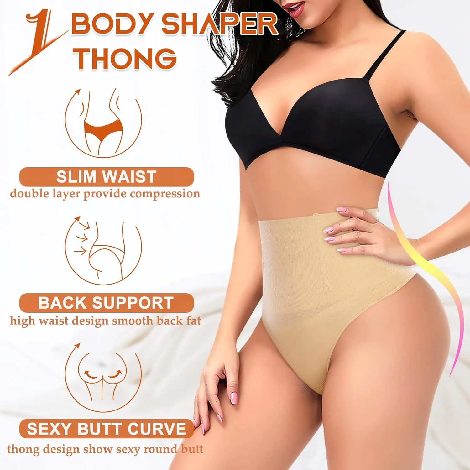 Tummy Control Thong Shapewear for Women High Waist Shaping Underwear Seamless Body Shaper Panties Girdle