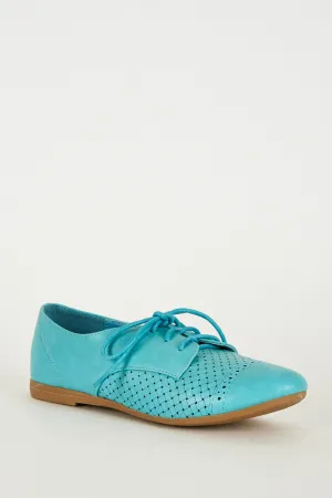 Turquoise Blue Oxford Cut Out Shoe