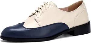 U-lite Womens Pointed-Toe Wintip Brouge Oxford Shoes Open-Vamp Vintage Shoes Green and Brown