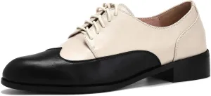 U-lite Womens Pointed-Toe Wintip Brouge Oxford Shoes Open-Vamp Vintage Shoes Green and Brown
