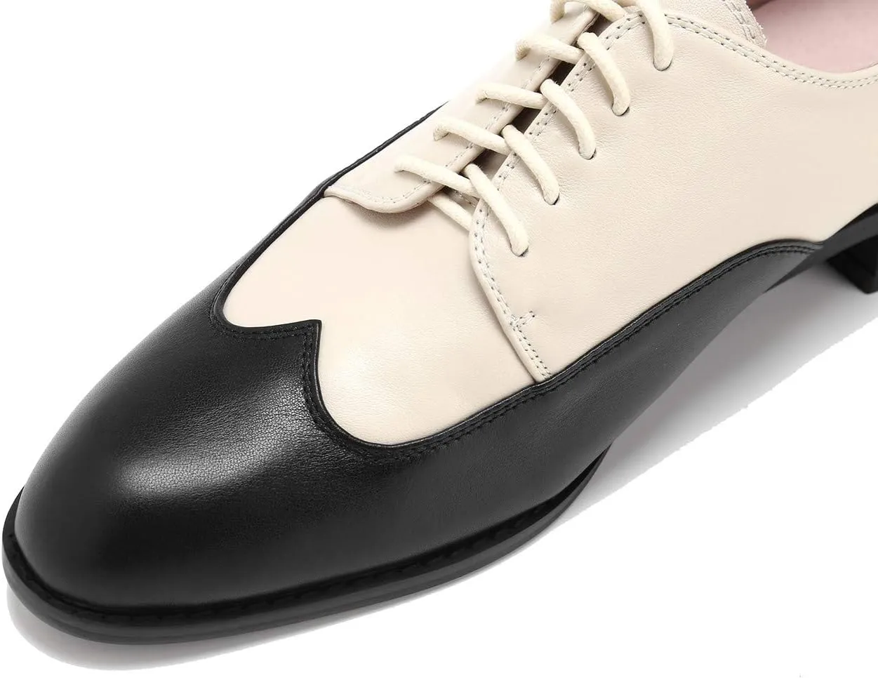 U-lite Womens Pointed-Toe Wintip Brouge Oxford Shoes Open-Vamp Vintage Shoes Green and Brown