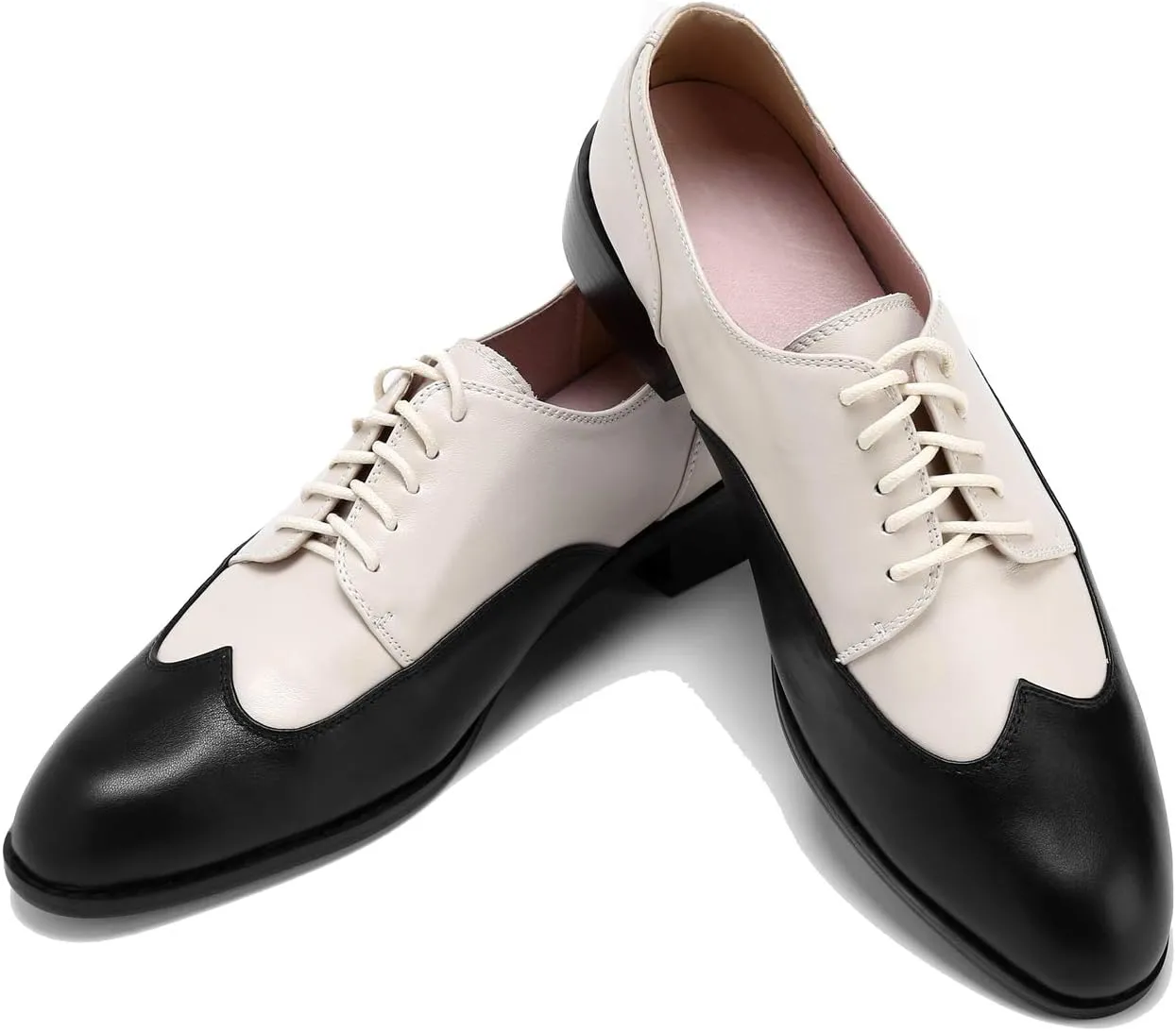 U-lite Womens Pointed-Toe Wintip Brouge Oxford Shoes Open-Vamp Vintage Shoes Green and Brown