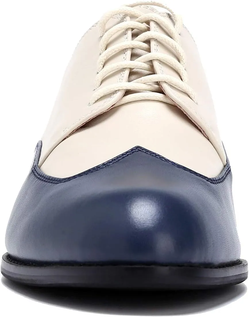 U-lite Womens Pointed-Toe Wintip Brouge Oxford Shoes Open-Vamp Vintage Shoes Green and Brown