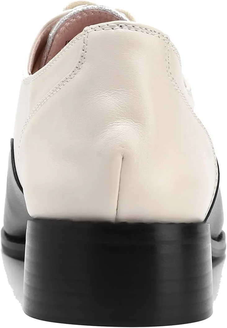 U-lite Womens Pointed-Toe Wintip Brouge Oxford Shoes Open-Vamp Vintage Shoes Green and Brown