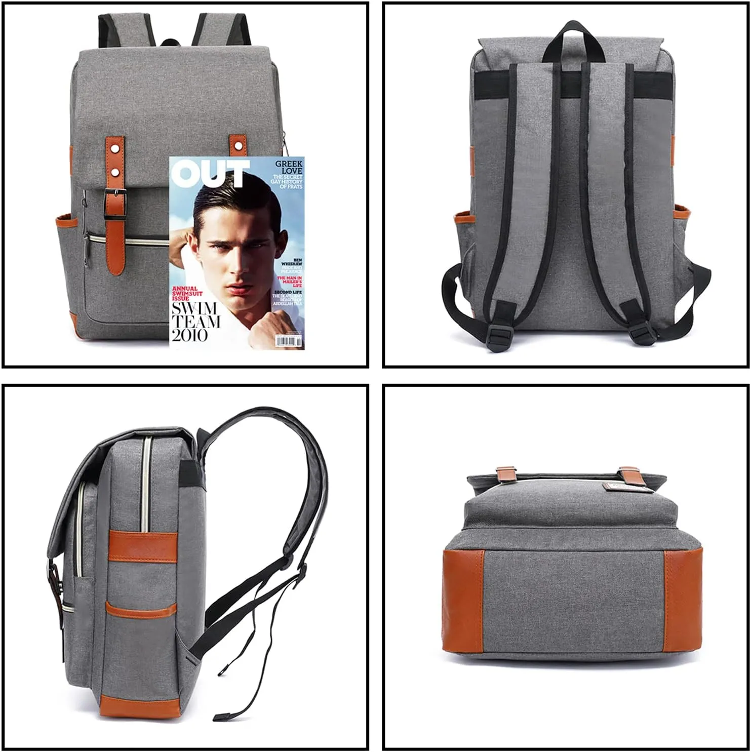 UGRACE Slim Business Laptop Backpack Casual Daypacks College Shoulder Bag for Men Women, Tear Resistant Unique Travelling Backpack Fits up to 15.6 Inch Laptop in Grey