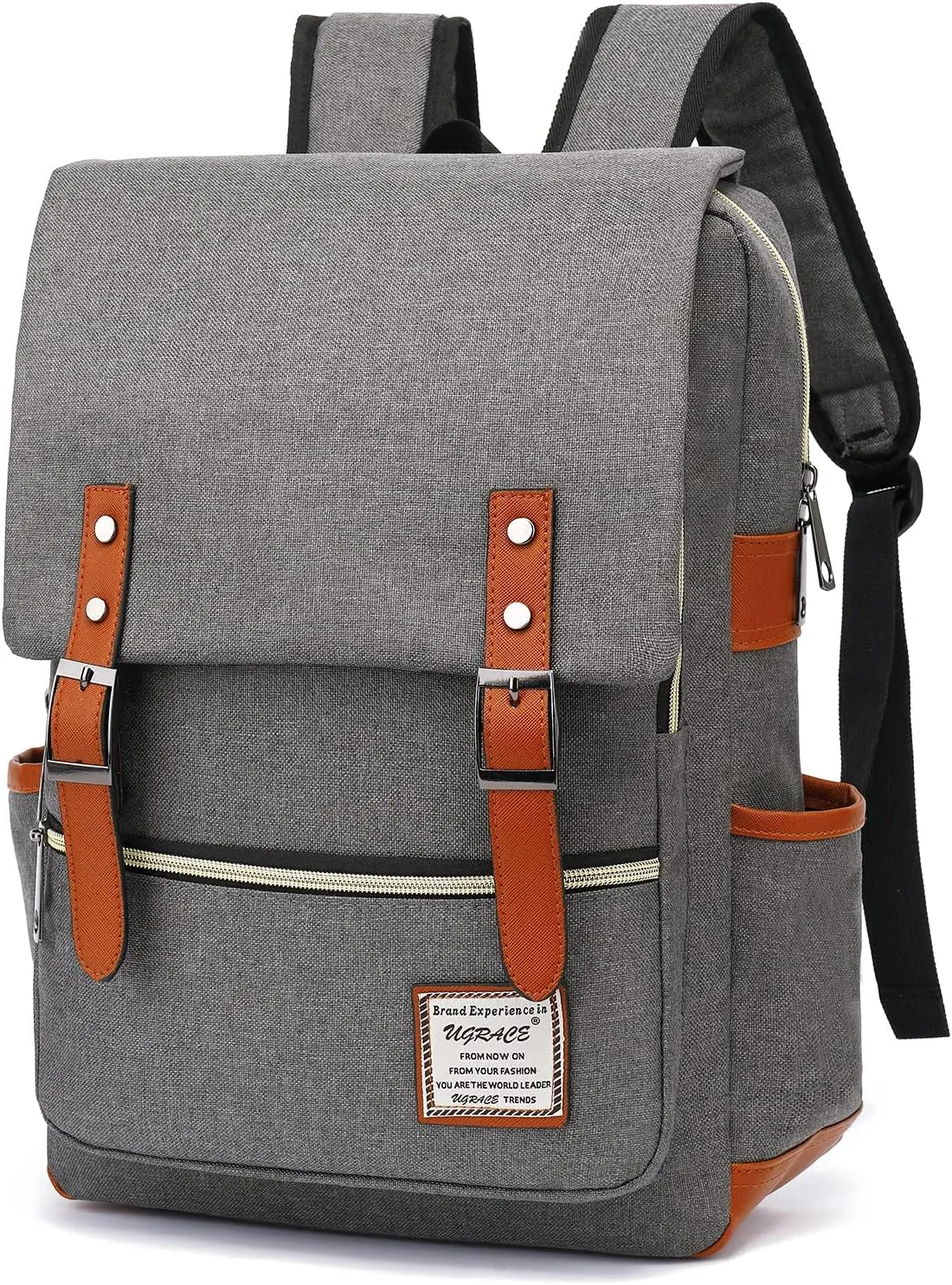 UGRACE Slim Business Laptop Backpack Casual Daypacks College Shoulder Bag for Men Women, Tear Resistant Unique Travelling Backpack Fits up to 15.6 Inch Laptop in Grey