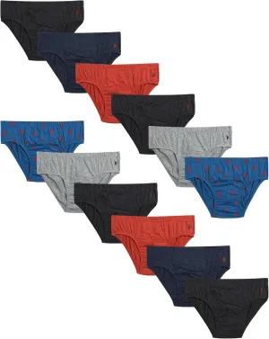 U.S. Polo Assn. Men's Low Rise Briefs - 12 Pack Tagless Soft Breathable Cotton Underwear for Men (Sizes S-XL)