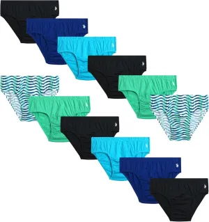 U.S. Polo Assn. Men's Low Rise Briefs - 12 Pack Tagless Soft Breathable Cotton Underwear for Men (Sizes S-XL)