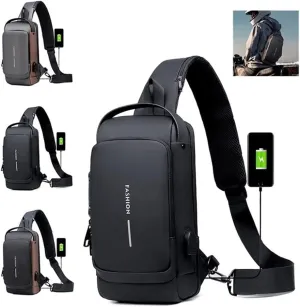 USB Charging Sport Sling Anti-theft Shoulder Bag, Anti Theft Sling Bag, Waterproof Shoulder Backpack, Sports Crossbody Bag