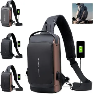 USB Charging Sport Sling Anti-theft Shoulder Bag, Anti Theft Sling Bag, Waterproof Shoulder Backpack, Sports Crossbody Bag