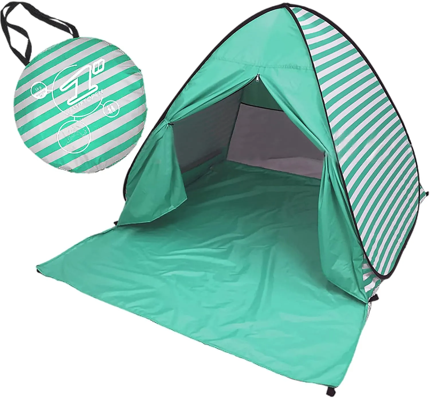 UV-Protection Pop-Up Beach Tent Portable Foldable Quick Set-Up Sun Shelter Cover with Zipper Door