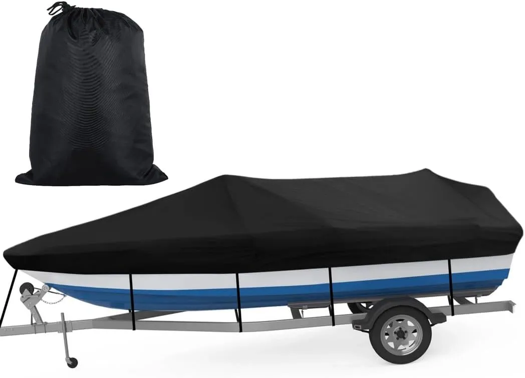 V-Hull Runabouts Outboards and I/O Bass Boats, 14-16Ft Long and 90In Wide Boat Cover, All-Weather Mooring and Trailering