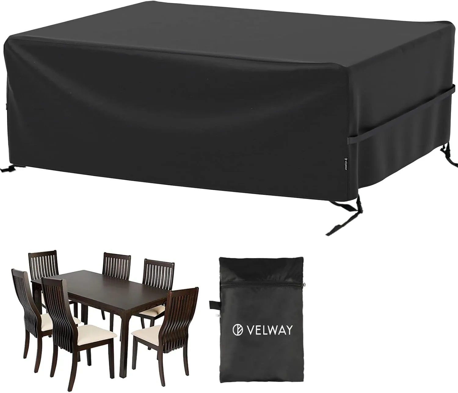 Velway Patio Furniture Cover Outdoor, Waterproof Rectangular Patio Table Chair Sofa Set Cover, 78”Lx63”Wx27”H, All Weather Oxford Tear-Resistant Material with Zipper Carrying Bag Windproof Buckles