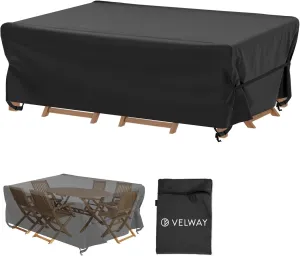 Velway Patio Furniture Cover Outdoor, Waterproof Rectangular Patio Table Chair Sofa Set Cover, 78”Lx63”Wx27”H, All Weather Oxford Tear-Resistant Material with Zipper Carrying Bag Windproof Buckles