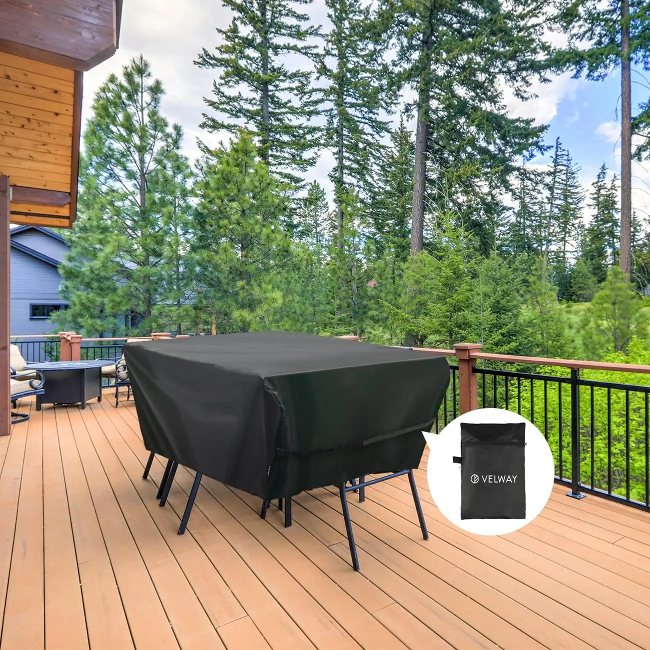 Velway Patio Furniture Cover Outdoor, Waterproof Rectangular Patio Table Chair Sofa Set Cover, 78”Lx63”Wx27”H, All Weather Oxford Tear-Resistant Material with Zipper Carrying Bag Windproof Buckles