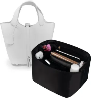Vercord Handbag Purse Organizer Insert Tote Bag Shaper for Picotin 18/22 with Zipper Pocket Black Medium