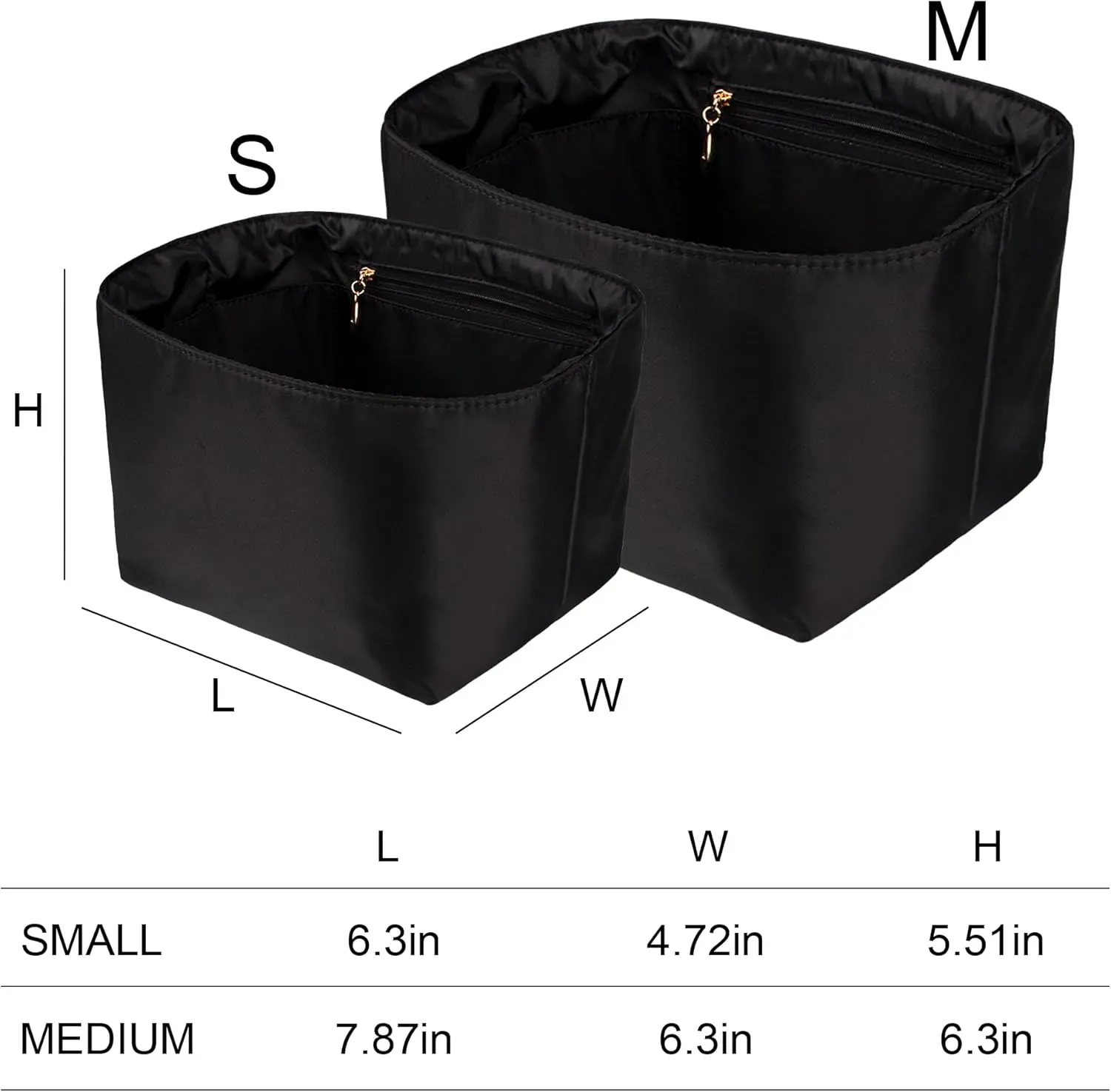 Vercord Handbag Purse Organizer Insert Tote Bag Shaper for Picotin 18/22 with Zipper Pocket Black Medium