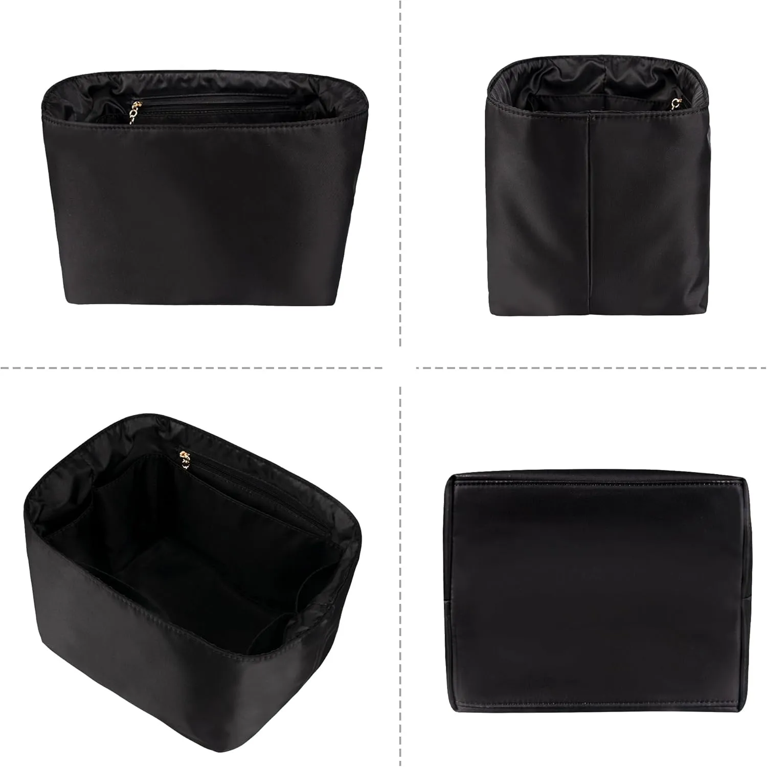Vercord Handbag Purse Organizer Insert Tote Bag Shaper for Picotin 18/22 with Zipper Pocket Black Medium