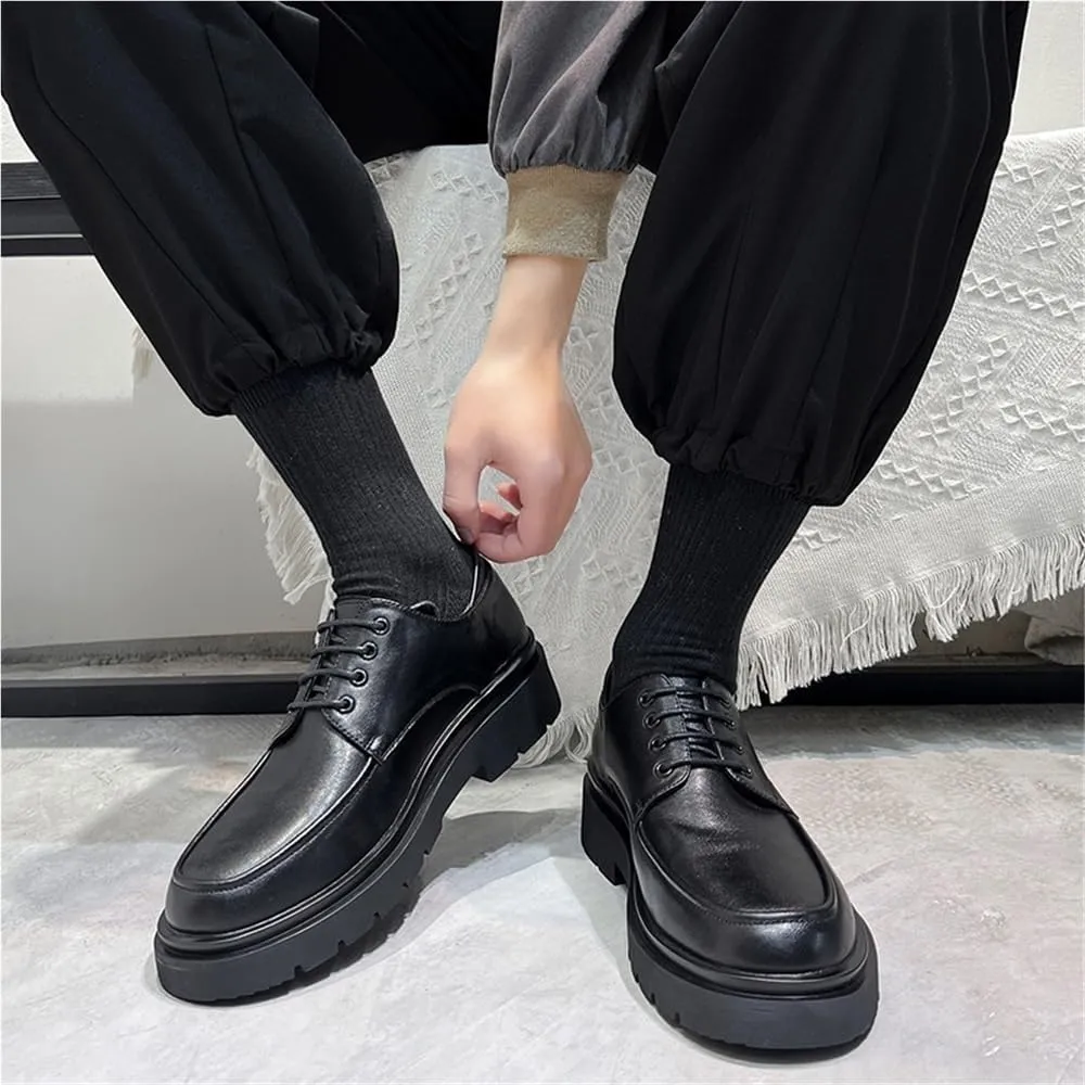 Versatile Casual Platform Round Toe Retro Dress Oxfords Lace Up Work Office Business Shoes