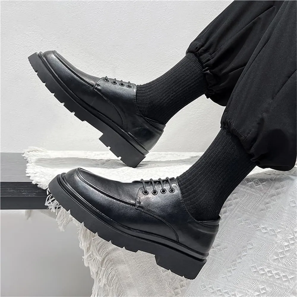 Versatile Casual Platform Round Toe Retro Dress Oxfords Lace Up Work Office Business Shoes