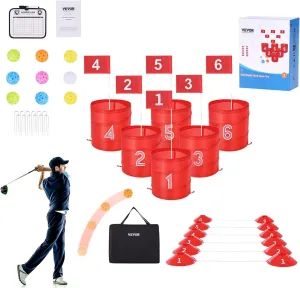 VEVOR Backyard Golf Game, 6 Hole Golf Course, Bucket Golf Game Practice Games, Golf Chipping Game for Family, Adults and Kids, Portable Outdoor Yard Golf Game for Lawn, Yard, Camping, Park, Beach