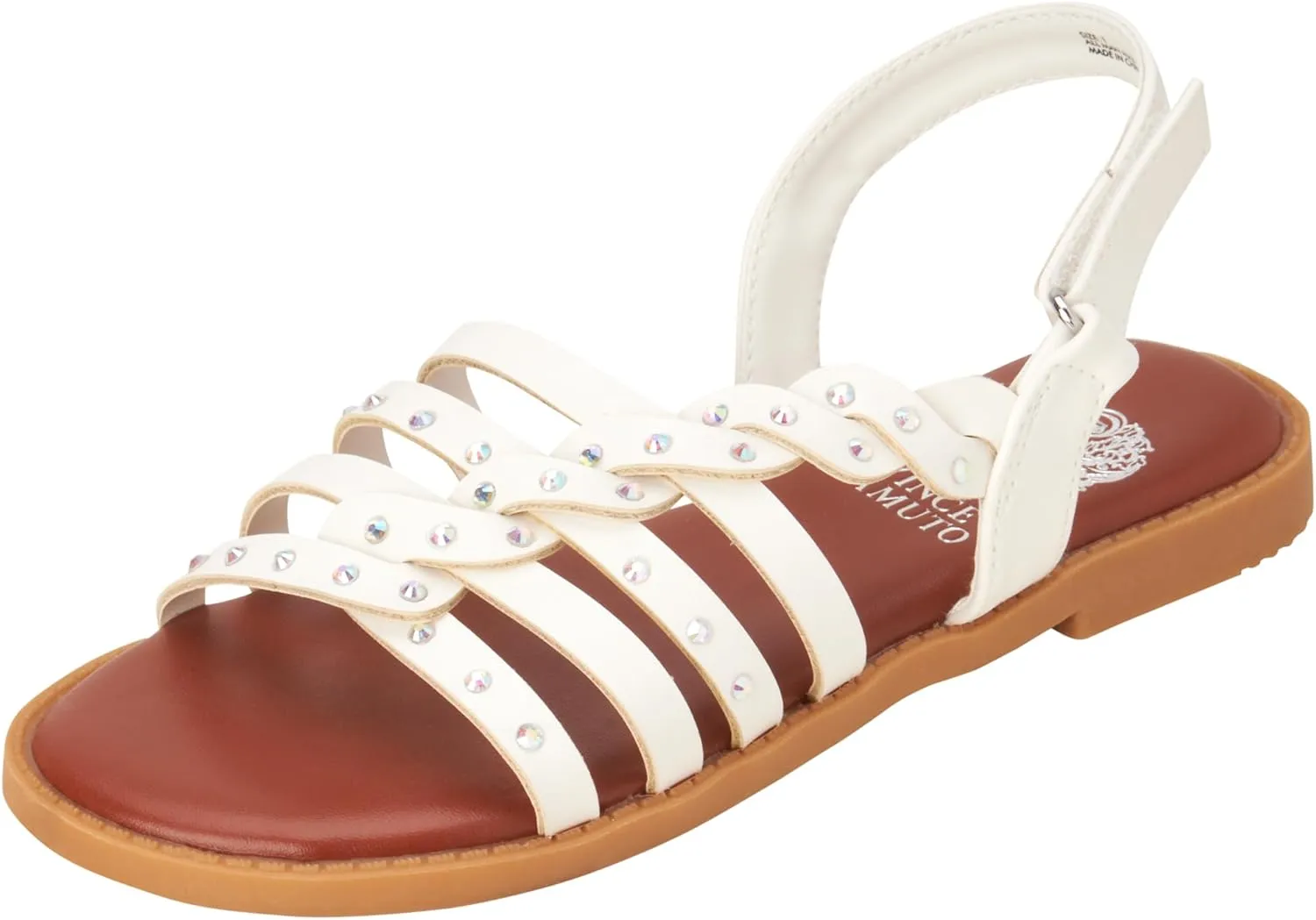 Vince Camuto Girls Sandals - Open Toe Braided Strap Dress Sandals with Rhinestones, Summer Shoes for Easter Travel & Parties