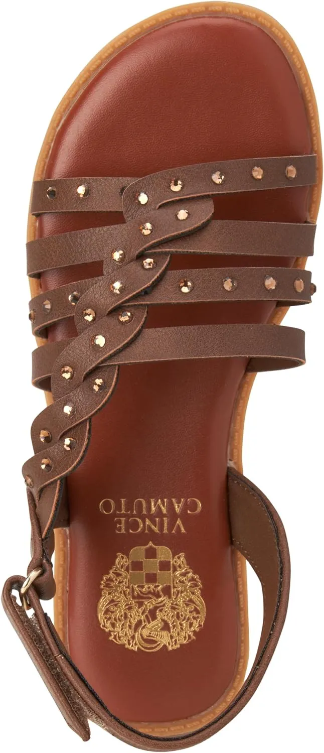 Vince Camuto Girls Sandals - Open Toe Braided Strap Dress Sandals with Rhinestones, Summer Shoes for Easter Travel & Parties