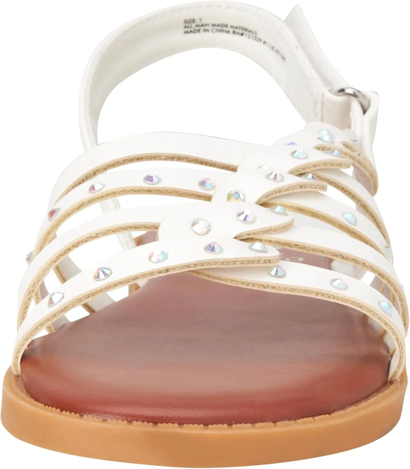 Vince Camuto Girls Sandals - Open Toe Braided Strap Dress Sandals with Rhinestones, Summer Shoes for Easter Travel & Parties