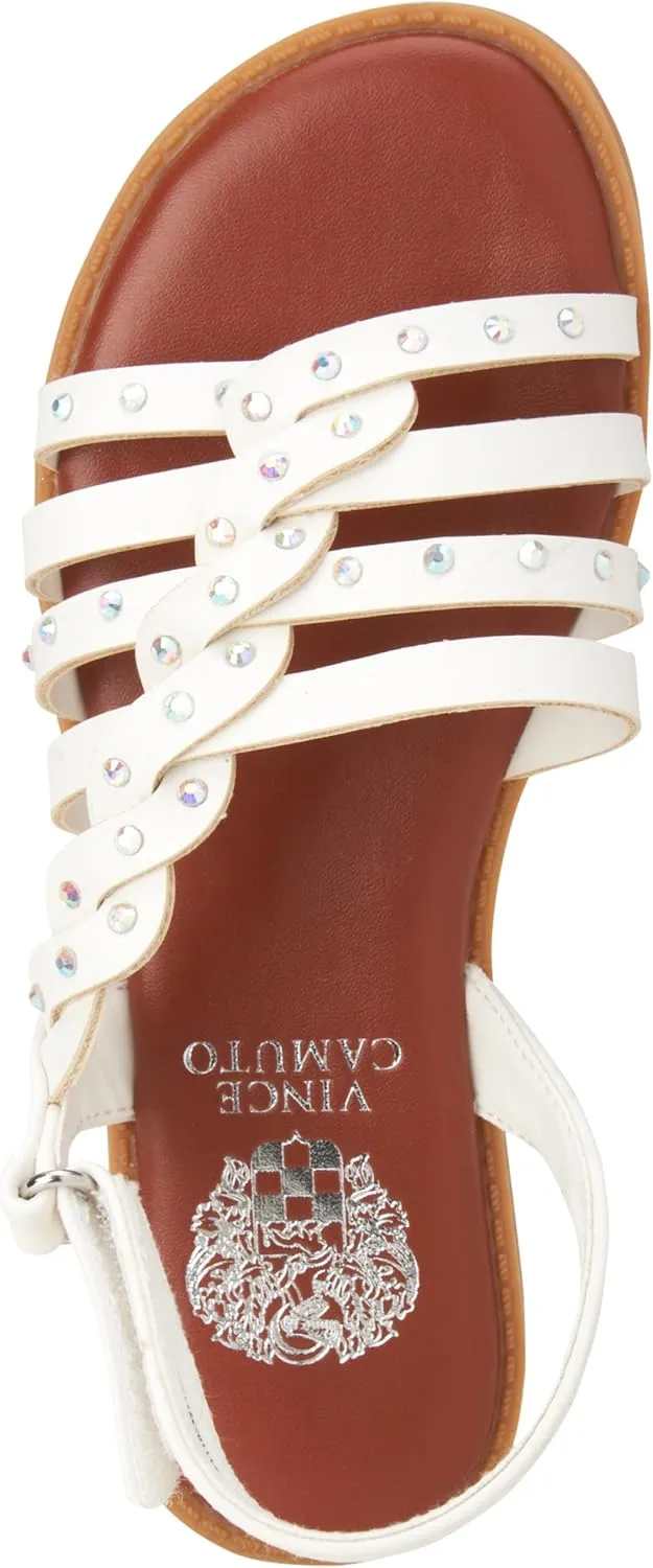 Vince Camuto Girls Sandals - Open Toe Braided Strap Dress Sandals with Rhinestones, Summer Shoes for Easter Travel & Parties