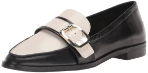 Vince Camuto Women's Footwear Women's Cenkanda Buckle Loafer Flat, Black/Coconut, 7.5