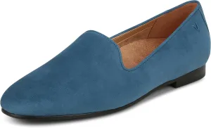 Vionic Womens North Willa Comfort Flats- Supportive Walking Shoes for Heel Pain, Plantar Fasciitis with an Arch Support Dark Teal Suede 6 Medium