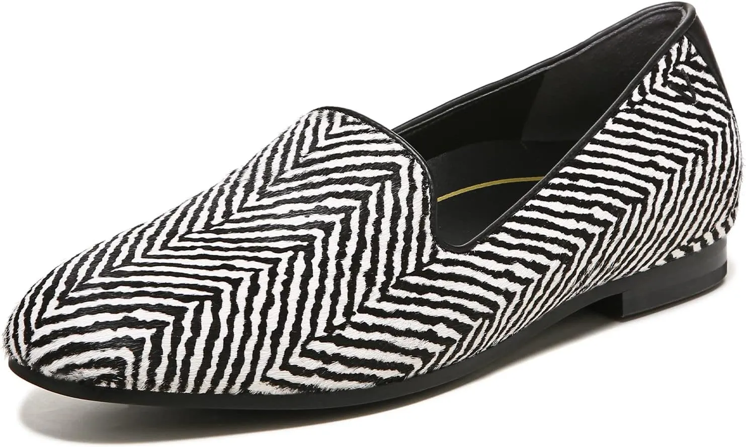 Vionic Women's North Willa Slip On Flat - Supportive Ladies Walking Shoes That Include Three-Zone Comfort with Orthotic Insole Arch Support, B/Wh Hair Calf 5 Medium