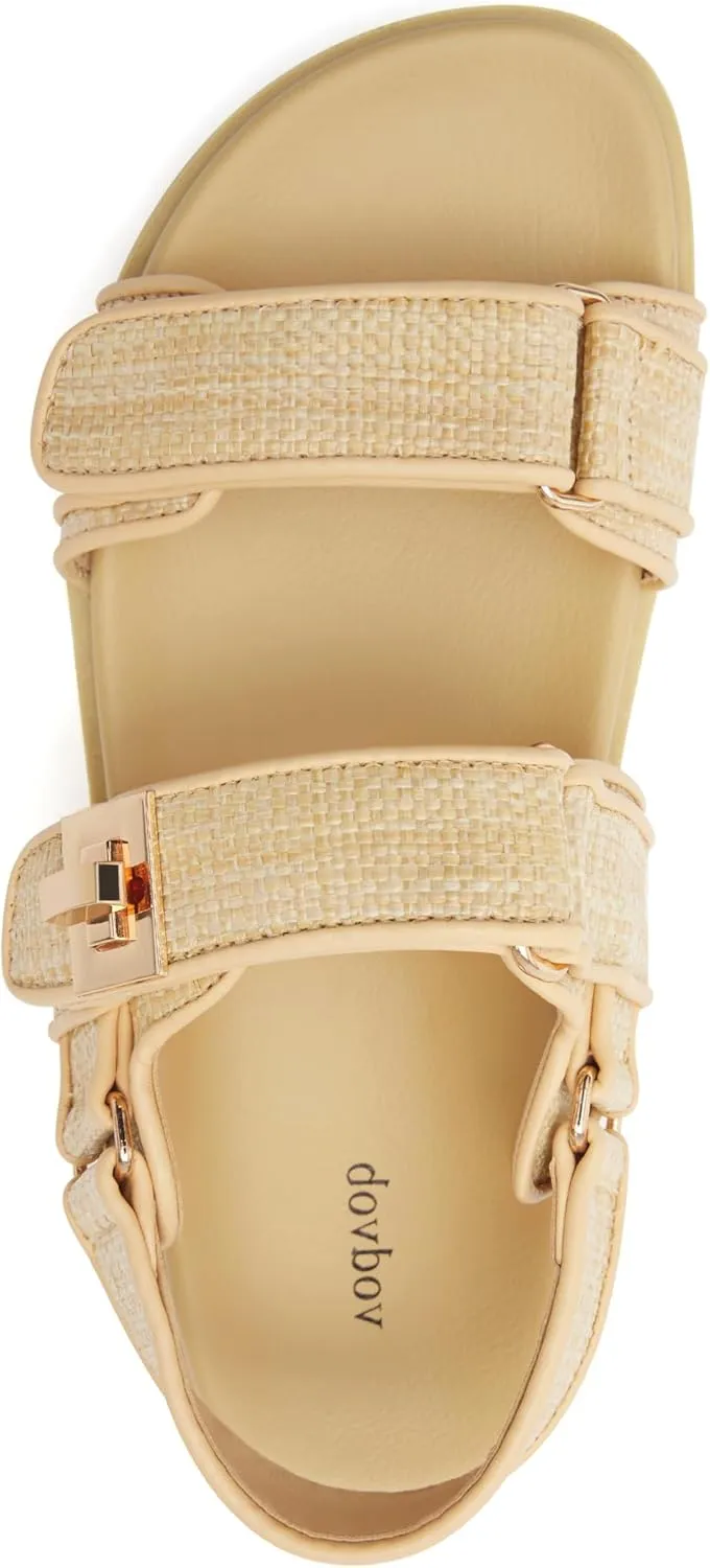 vodvob Women’s Flat Sandals with Soft Cushioned Footbed Open Toe Slides Adjustable Slip On Slippers for Summer