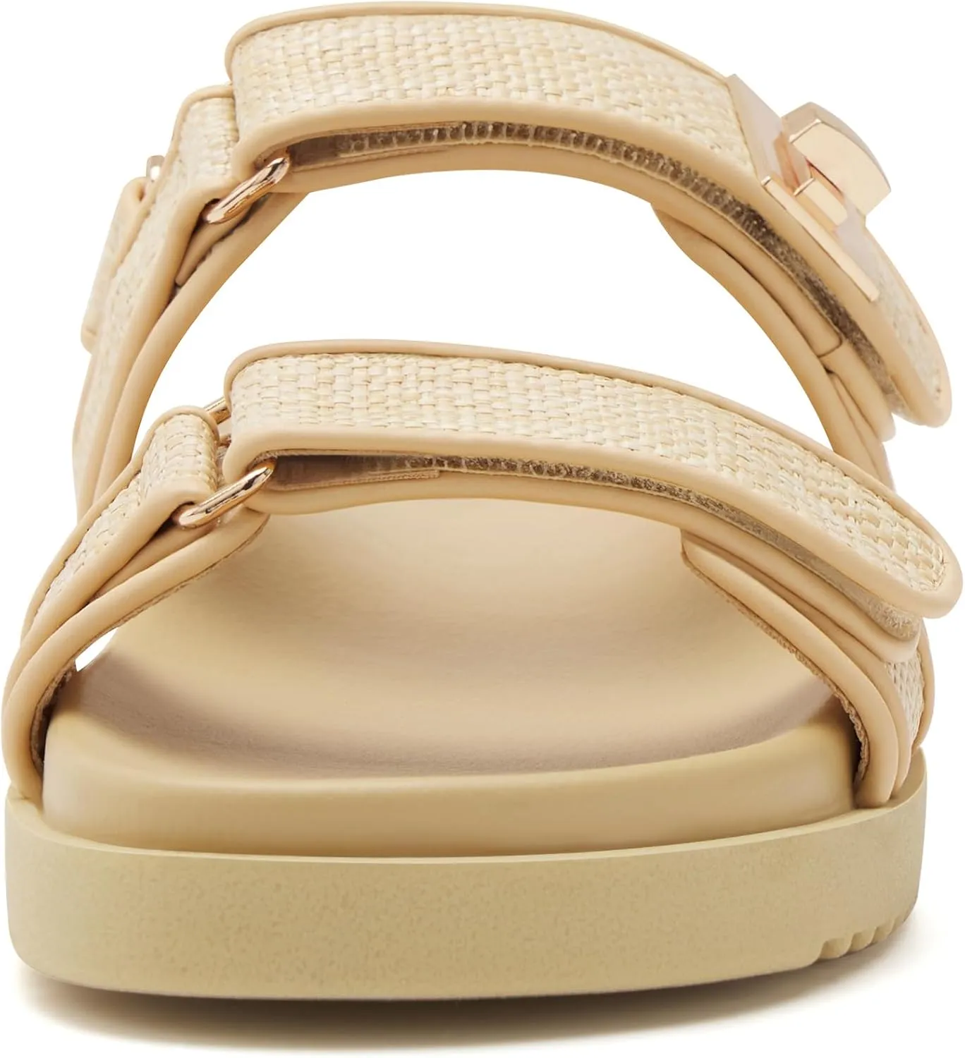 vodvob Women’s Flat Sandals with Soft Cushioned Footbed Open Toe Slides Adjustable Slip On Slippers for Summer