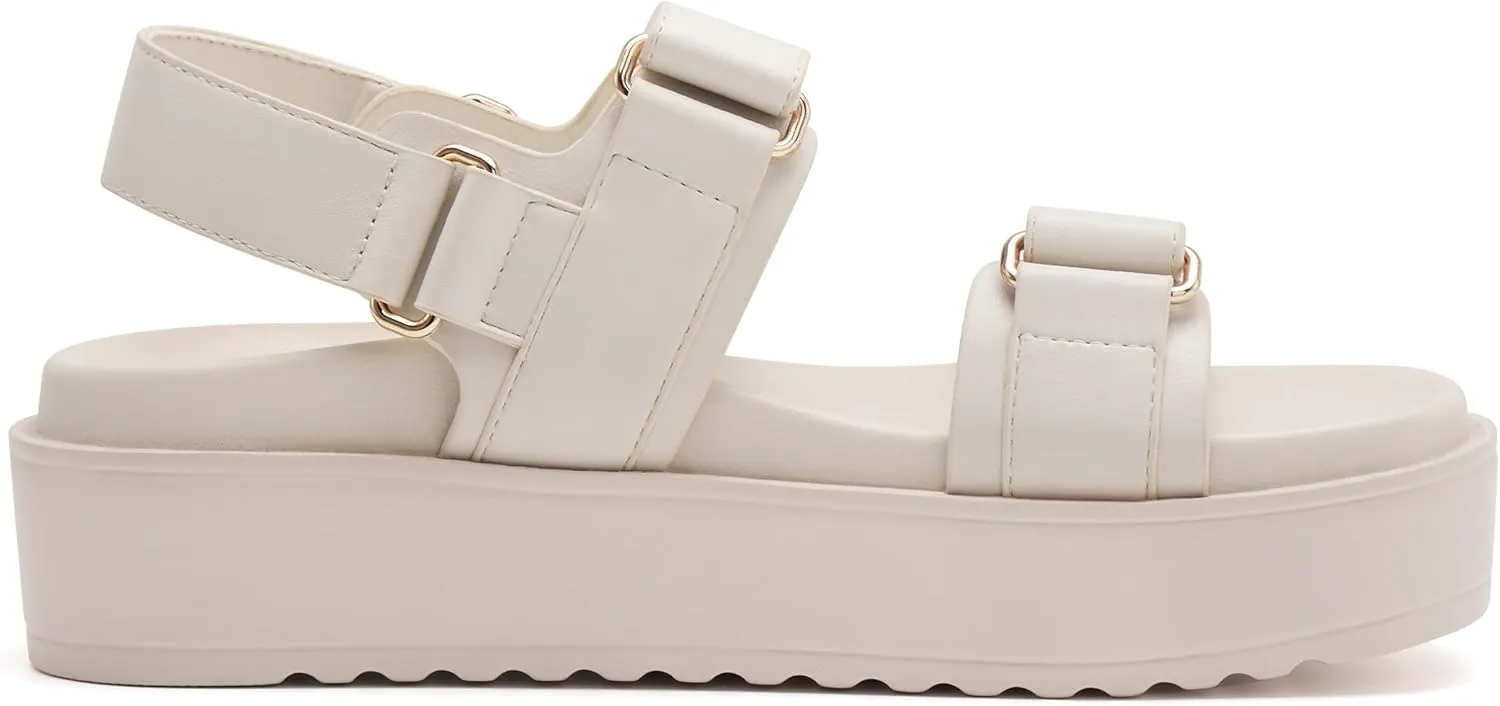 vodvob Women’s Flat Sandals with Soft Cushioned Footbed Open Toe Slides Adjustable Slip On Slippers for Summer