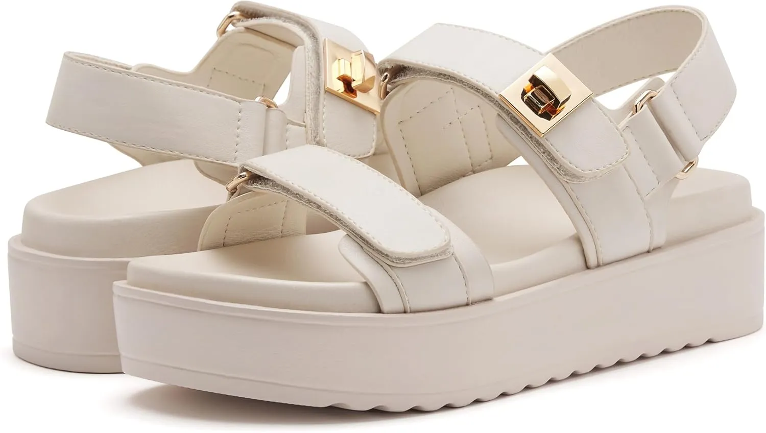 vodvob Women’s Flat Sandals with Soft Cushioned Footbed Open Toe Slides Adjustable Slip On Slippers for Summer