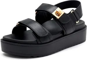 vodvob Women’s Flat Sandals with Soft Cushioned Footbed Open Toe Slides Adjustable Slip On Slippers for Summer