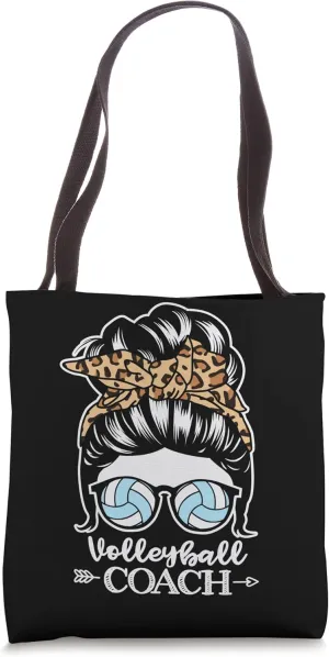 Volleyball Coach Messy Bun Hair Funny Volleyball Coach Tote Bag