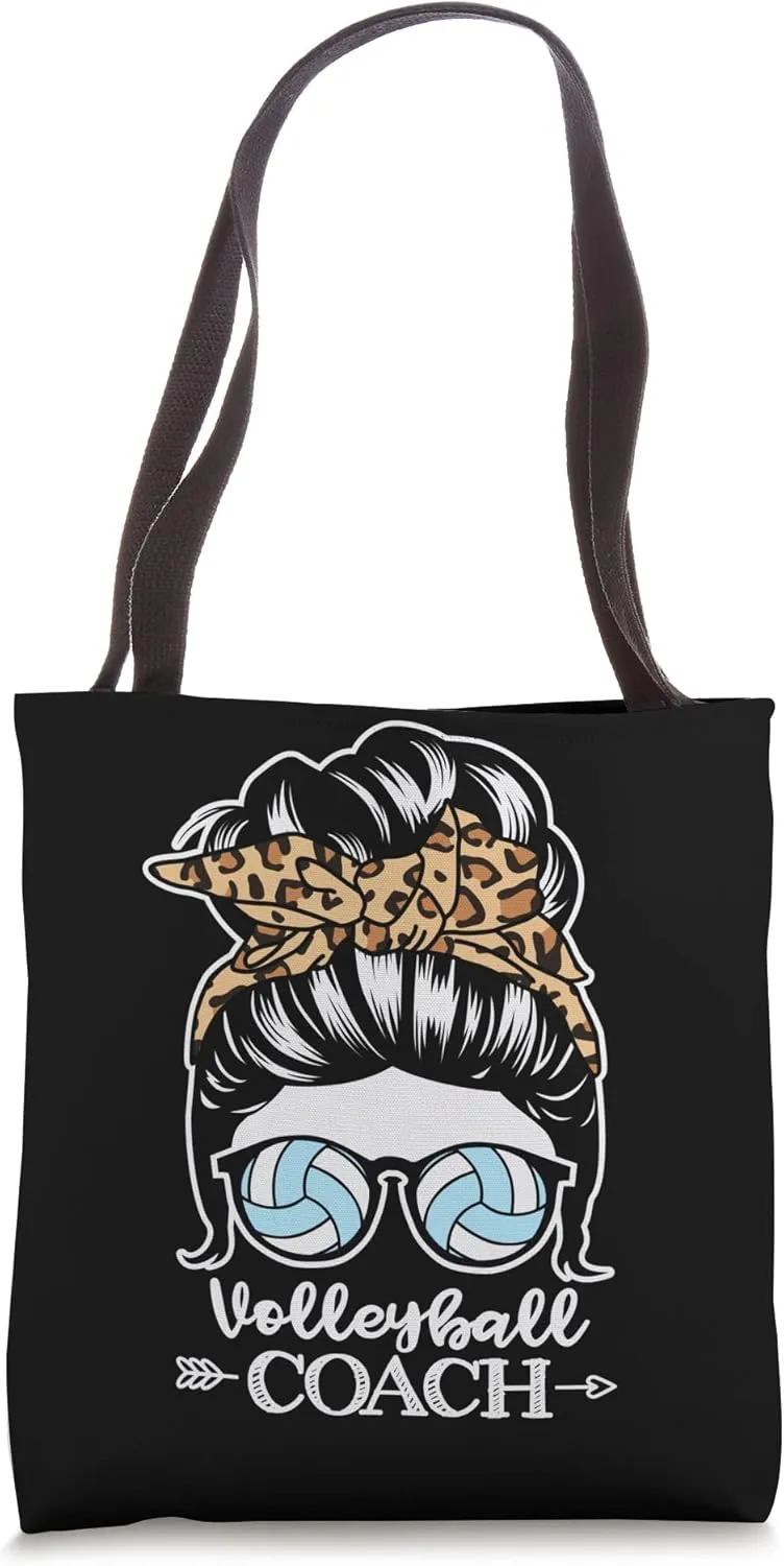 Volleyball Coach Messy Bun Hair Funny Volleyball Coach Tote Bag